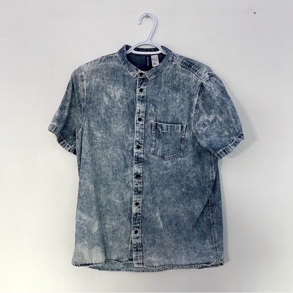 (M) Divided Shirt Short Sleeve denim casual